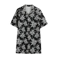 Black And White Coconut Tree Print Cotton Hawaiian Shirt