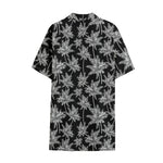 Black And White Coconut Tree Print Cotton Hawaiian Shirt