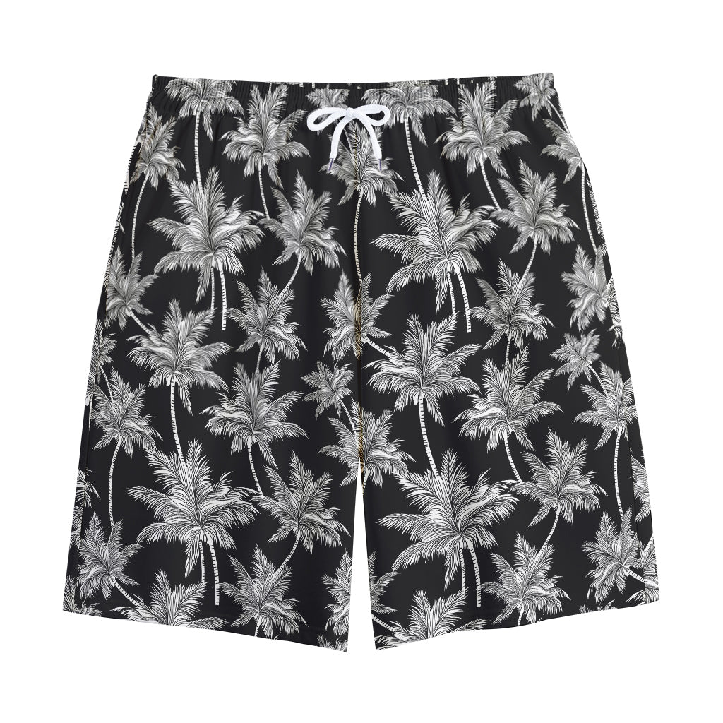 Black And White Coconut Tree Print Cotton Shorts