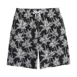 Black And White Coconut Tree Print Cotton Shorts
