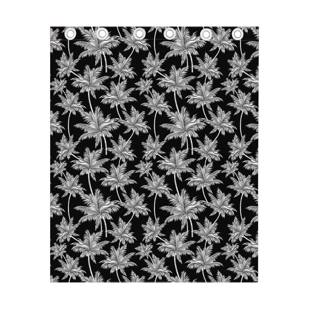 Black And White Coconut Tree Print Curtain