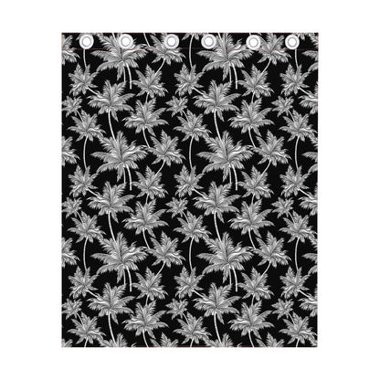 Black And White Coconut Tree Print Curtain