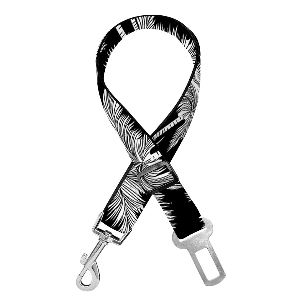 Black And White Coconut Tree Print Dog Seat Belt