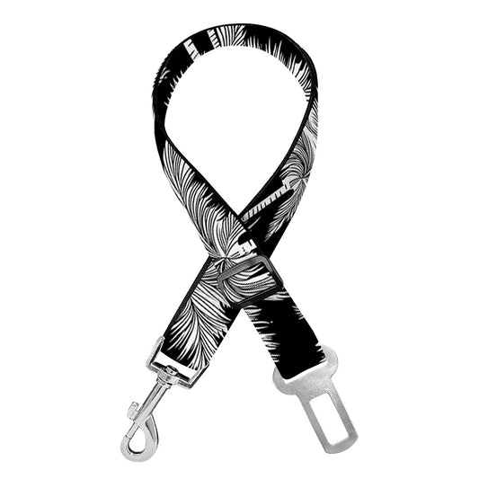 Black And White Coconut Tree Print Dog Seat Belt