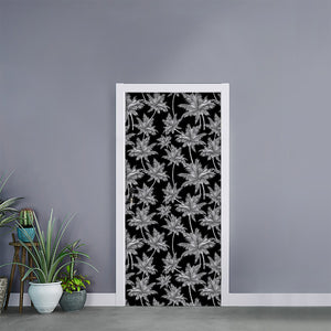 Black And White Coconut Tree Print Door Sticker