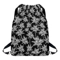 Black And White Coconut Tree Print Drawstring Backpack