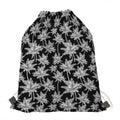 Black And White Coconut Tree Print Drawstring Bag