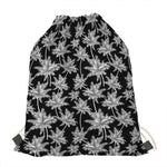 Black And White Coconut Tree Print Drawstring Bag