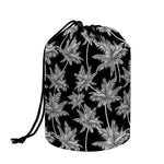 Black And White Coconut Tree Print Drawstring Makeup Bag