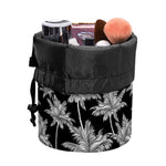 Black And White Coconut Tree Print Drawstring Makeup Bag