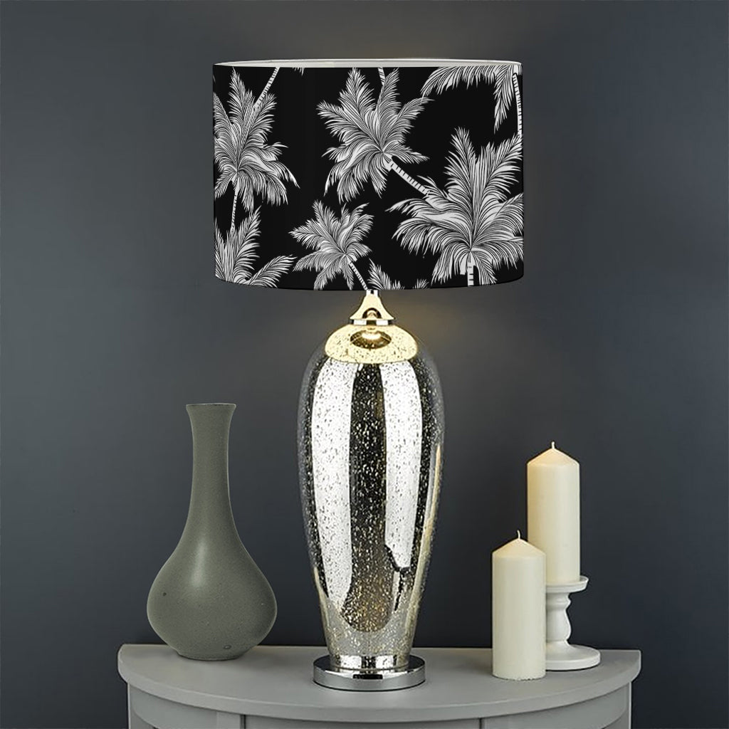 Black And White Coconut Tree Print Drum Lamp Shade