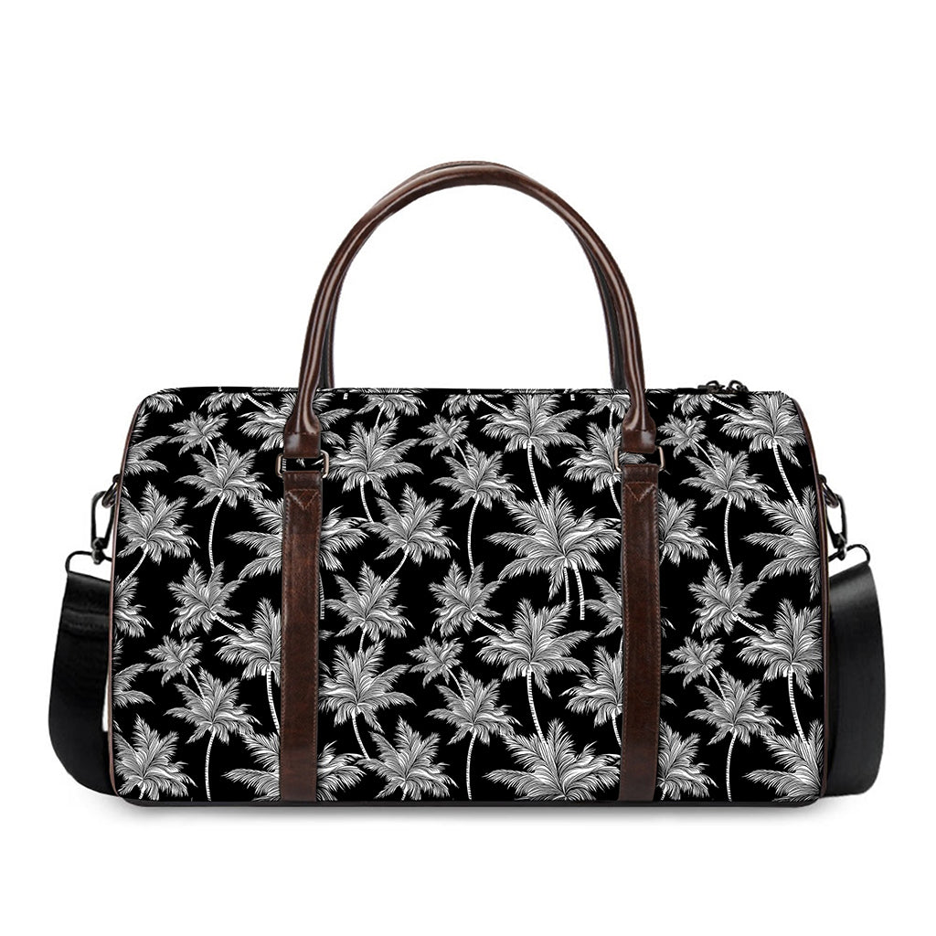Black And White Coconut Tree Print Duffle Bag