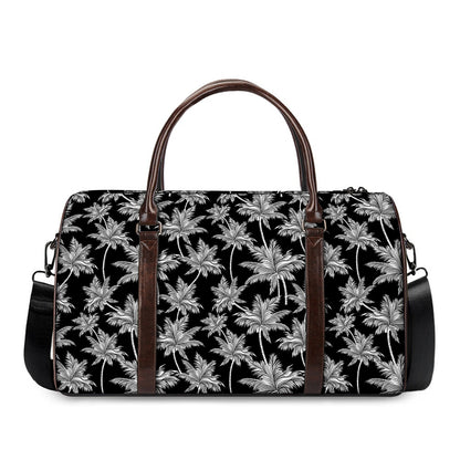 Black And White Coconut Tree Print Duffle Bag