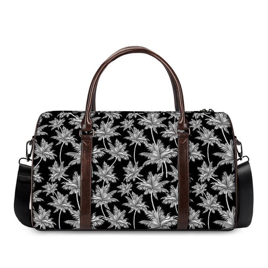 Black And White Coconut Tree Print Duffle Bag