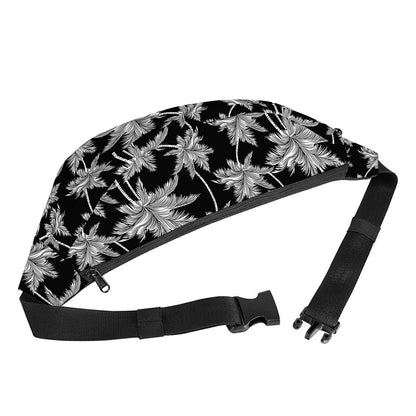Black And White Coconut Tree Print Fanny Pack