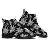 Black And White Coconut Tree Print Flat Ankle Boots