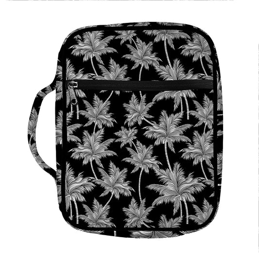 Black And White Coconut Tree Print Front Pocket Bible Bag