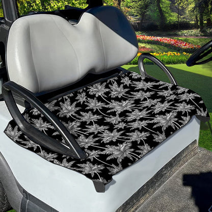 Black And White Coconut Tree Print Golf Cart Seat Cover