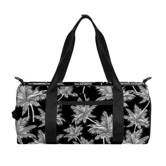 Black And White Coconut Tree Print Gym Bag