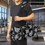 Black And White Coconut Tree Print Gym Bag