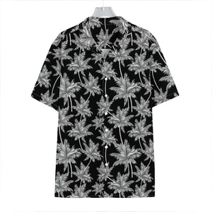 Black And White Coconut Tree Print Hawaiian Shirt