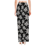 Black And White Coconut Tree Print High Slit Maxi Skirt