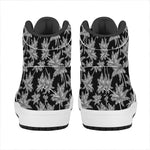 Black And White Coconut Tree Print High Top Leather Sneakers