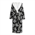 Black And White Coconut Tree Print Hooded Bathrobe