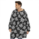 Black And White Coconut Tree Print Hoodie Blanket