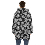 Black And White Coconut Tree Print Hoodie Blanket