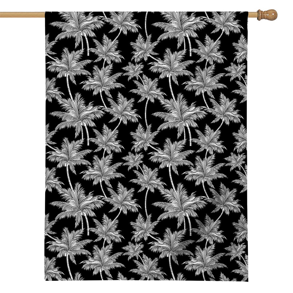 Black And White Coconut Tree Print House Flag