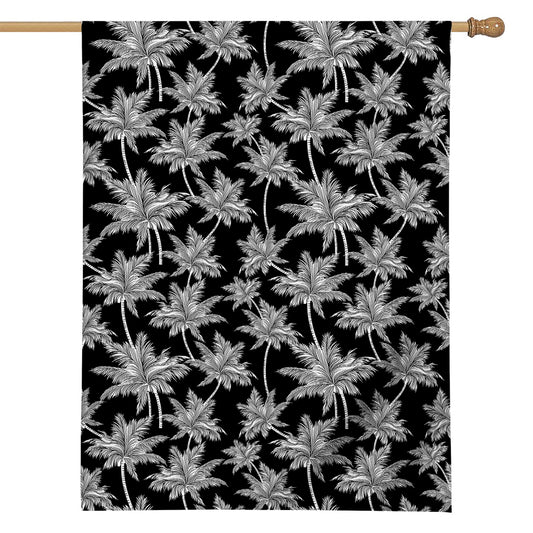 Black And White Coconut Tree Print House Flag