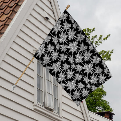 Black And White Coconut Tree Print House Flag