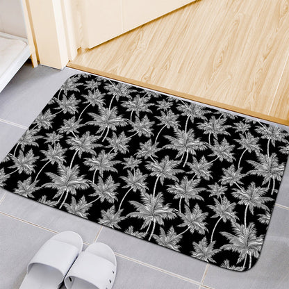 Black And White Coconut Tree Print Indoor Door Mat