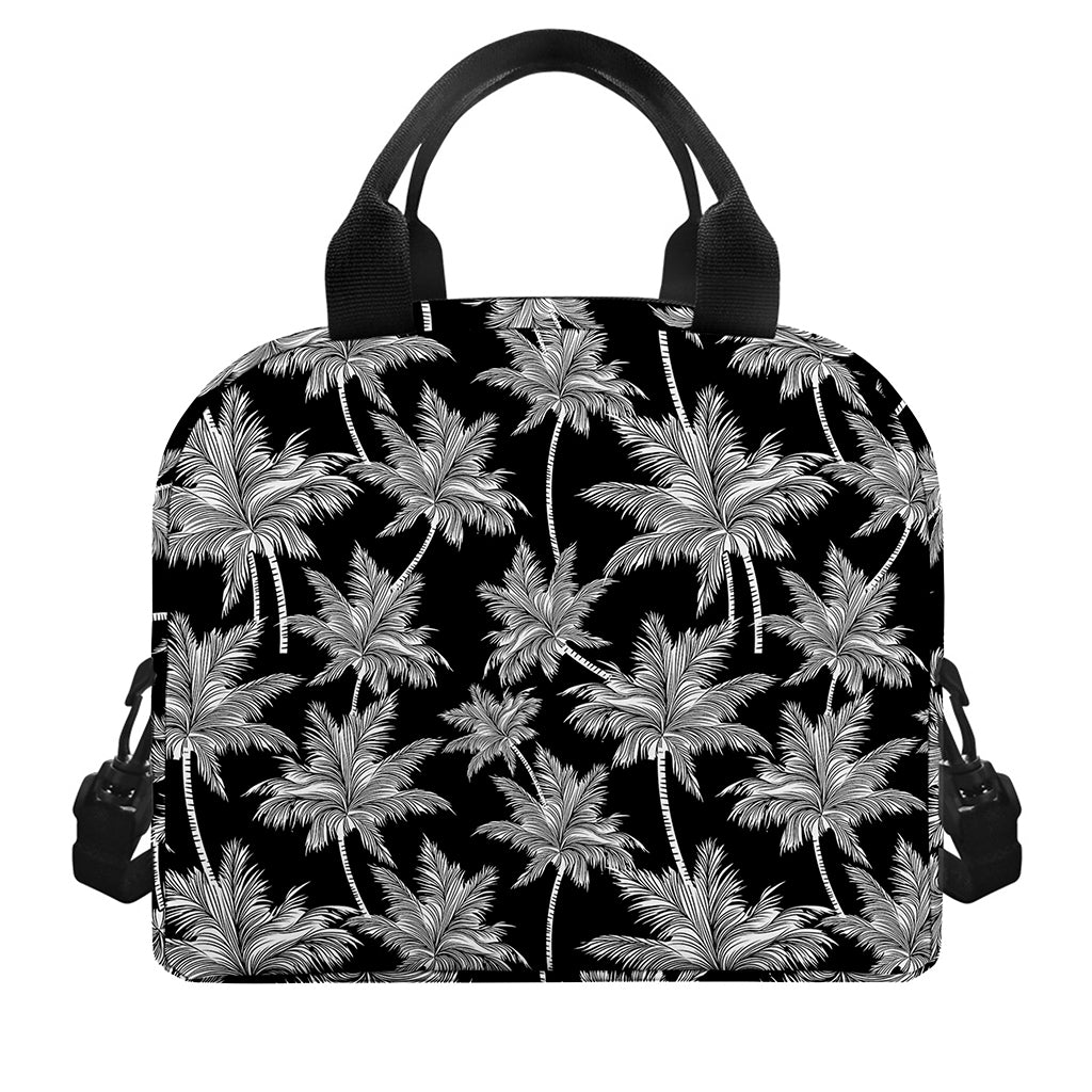 Black And White Coconut Tree Print Insulated Lunch Bag