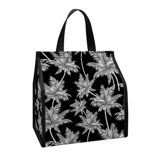 Black And White Coconut Tree Print Insulated Lunch Tote
