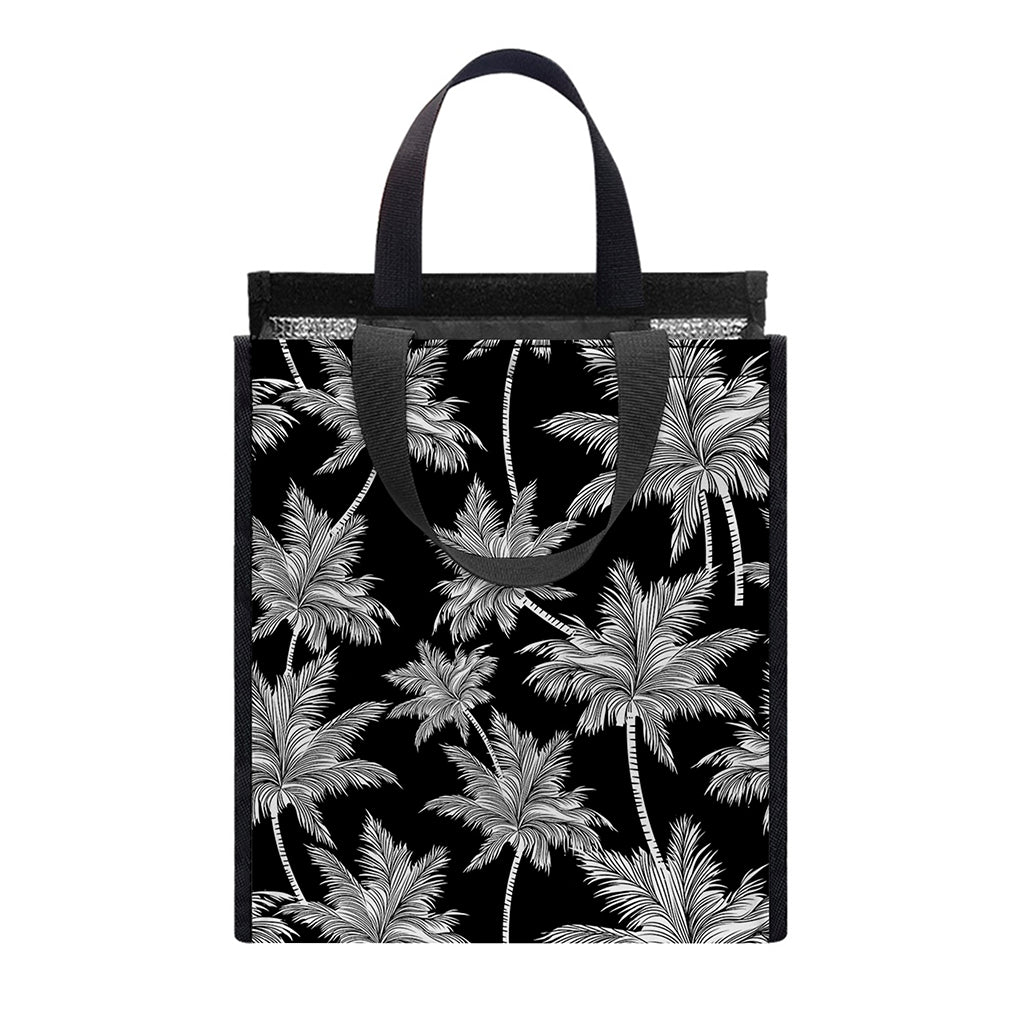 Black And White Coconut Tree Print Insulated Lunch Tote