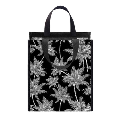 Black And White Coconut Tree Print Insulated Lunch Tote