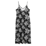 Black And White Coconut Tree Print Jersey Midi Cami Dress