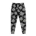 Black And White Coconut Tree Print Jogger Pants