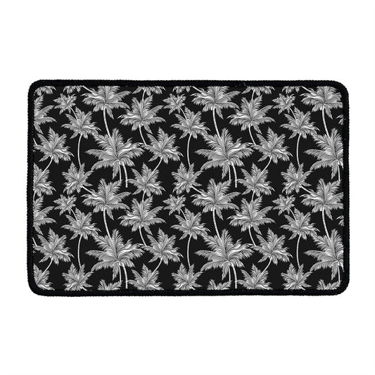 Black And White Coconut Tree Print Kitchen Mat