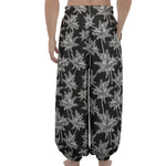 Black And White Coconut Tree Print Lantern Pants
