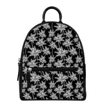 Black And White Coconut Tree Print Leather Backpack