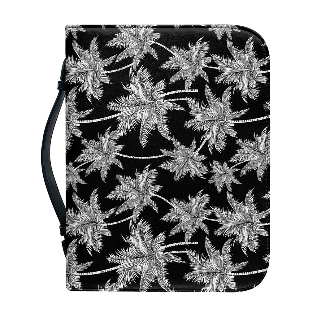 Black And White Coconut Tree Print Leather Bible Cover