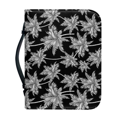 Black And White Coconut Tree Print Leather Bible Cover