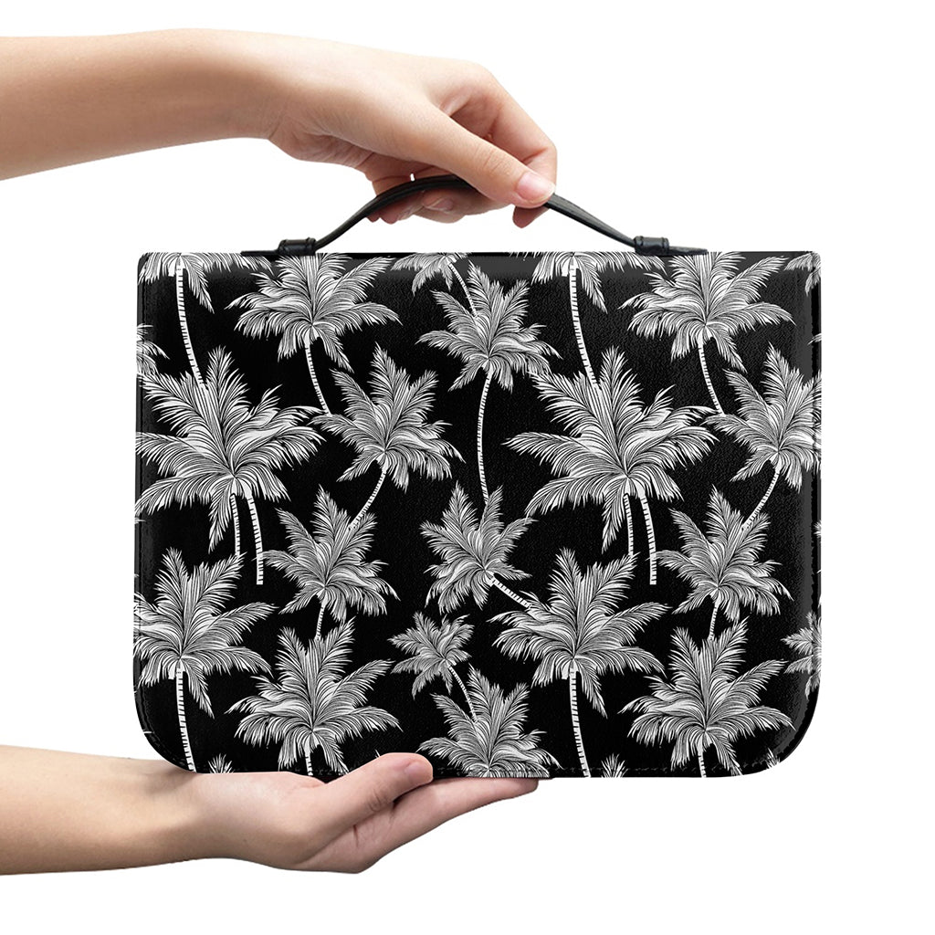 Black And White Coconut Tree Print Leather Bible Cover