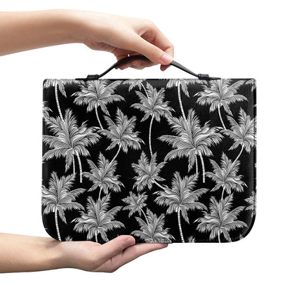 Black And White Coconut Tree Print Leather Bible Cover