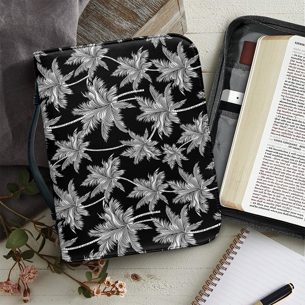 Black And White Coconut Tree Print Leather Bible Cover