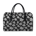 Black And White Coconut Tree Print Leather Duffel Bag