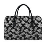 Black And White Coconut Tree Print Leather Duffle Bag